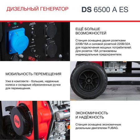 Дизельный FUBAG DS 6500 A ES генератор с электростартером и коннектором автоматики в Липецке фото
