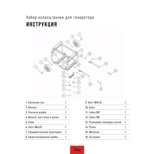 Комплект колес и ручек для генераторов FUBAG в Липецке фото
