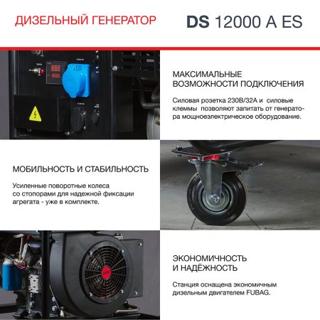 FUBAG Дизельный генератор с электростартером и коннектором автоматики DS 12000 A ES в Липецке фото